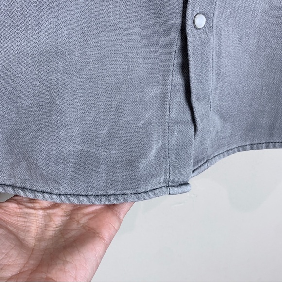 Ba&sh Danee Denim Shirt (Sz 3 / L) Puff Sleeve Button Down Light Grey - Picture 12 of 16